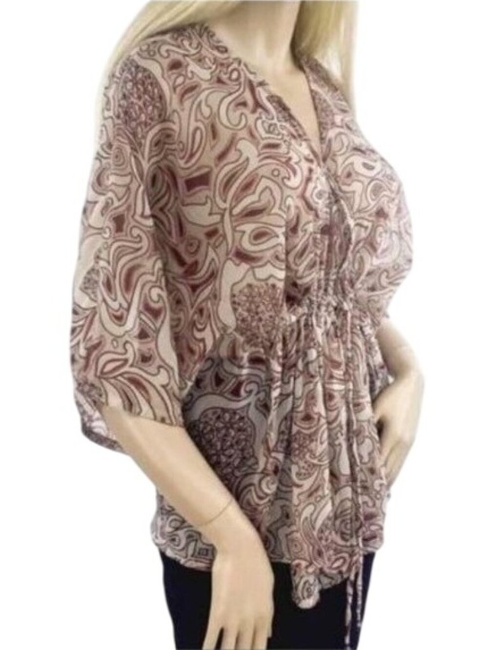 Bloomingdale’s x Willow & Clay Tie Front Flutter Sleeve Sheer Top| Coquette Boho - Picture 4 of 8